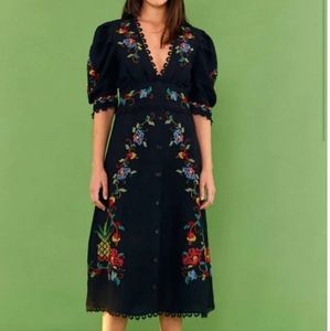 Farm Rio Cross Stitch Embroidered Dress